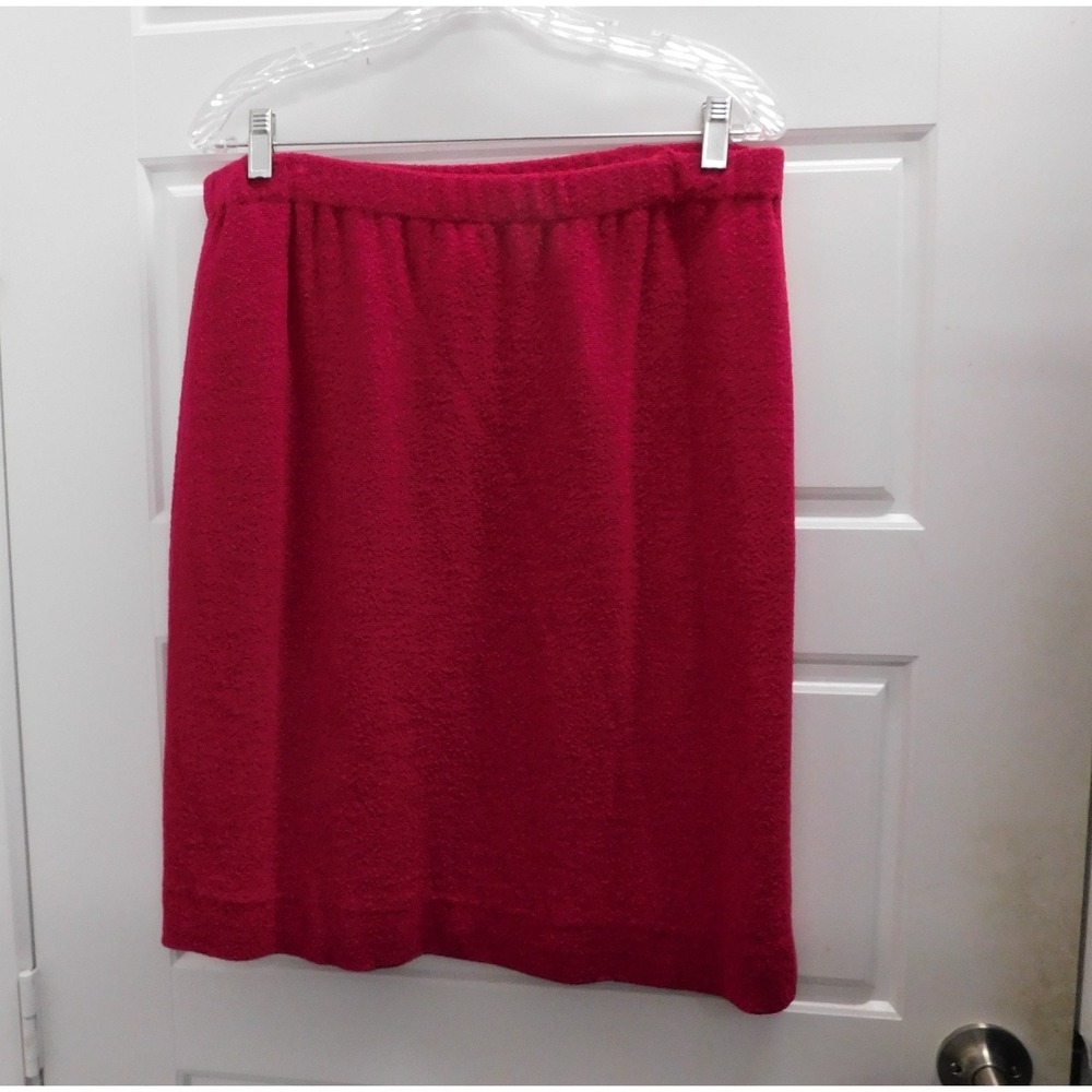St John Evening Knit Berry Red Pencil Skirt USA Size 12